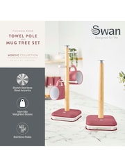 Swan Fuchsia Rose Towel Pole and 6 Cup Mug Tree Set - Image 2 of 9