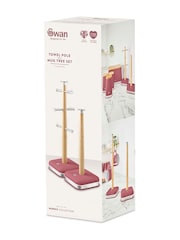 Swan Fuchsia Rose Towel Pole and 6 Cup Mug Tree Set - Image 9 of 9
