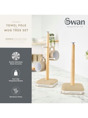 Swan Oatmeal Towel Pole and 6 Cup Mug Tree Set - Image 2 of 9