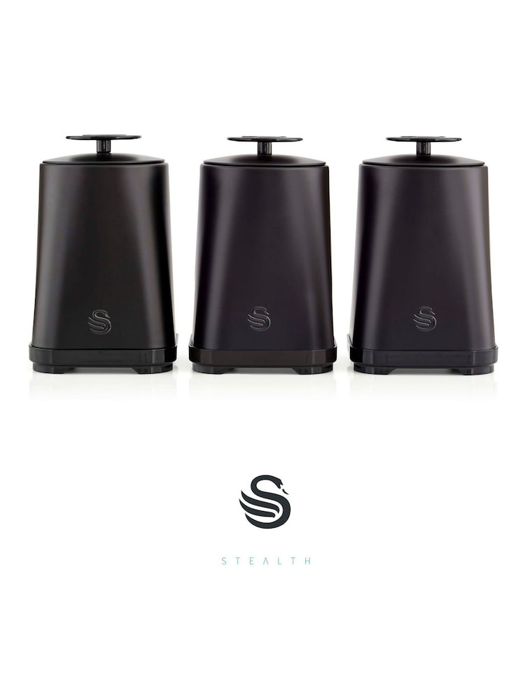 Swan Black Stealth Set of 3 Storage Canisters - Image 2 of 10