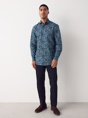 Navy Floral Print Printed Long Sleeve Shirt - Image 2 of 8