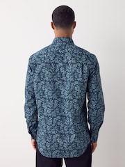 Navy Floral Print Printed Long Sleeve Shirt - Image 3 of 8