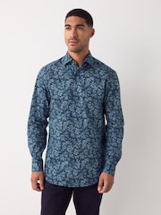 Navy Floral Print Printed Long Sleeve Shirt - Image 4 of 8