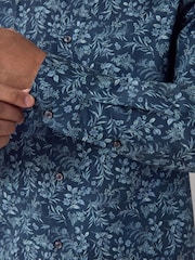 Navy Floral Print Printed Long Sleeve Shirt - Image 5 of 8