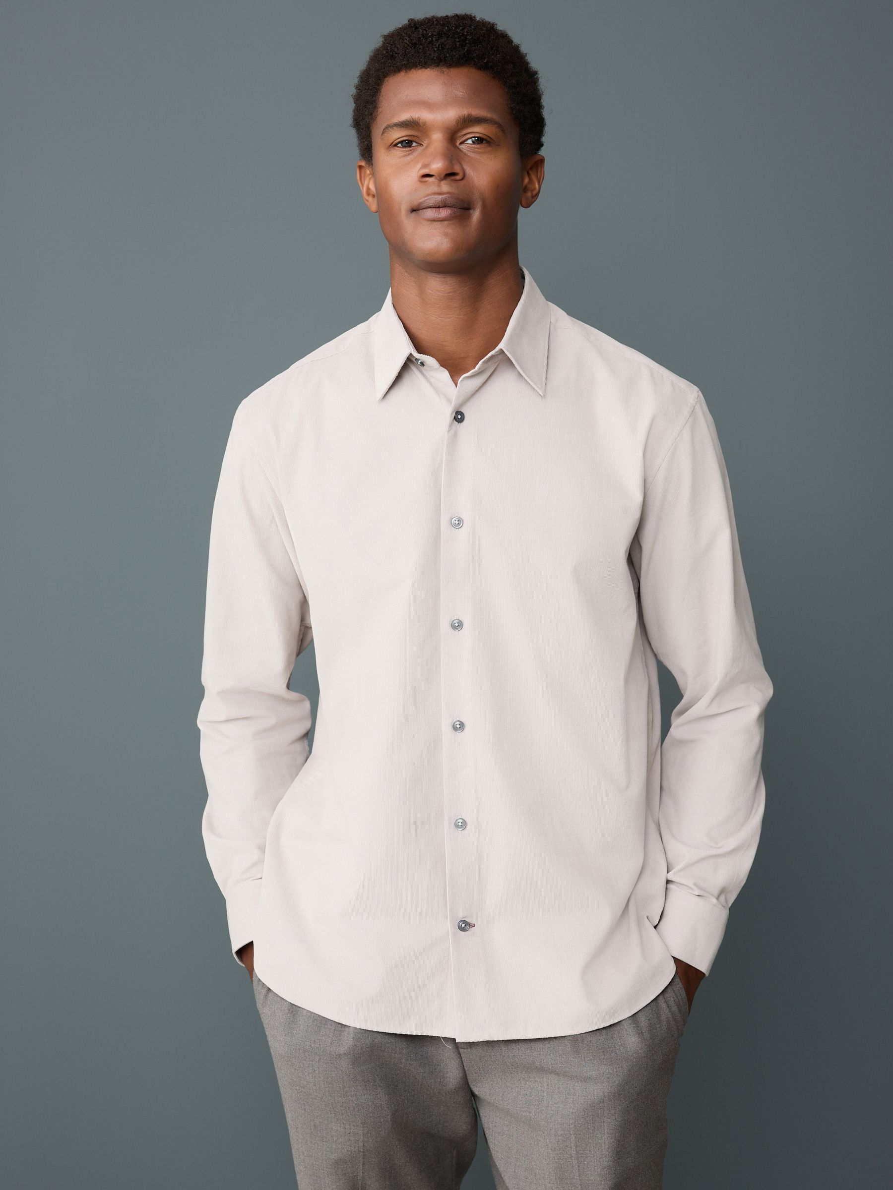 Buy Neutral Brown Long Sleeve Cord Shirt from the Next UK online shop