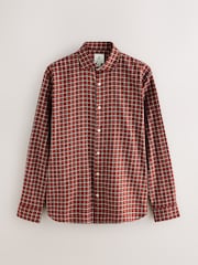 Rust Orange Grid Check Brushed Flannel Shirt - Image 6 of 8