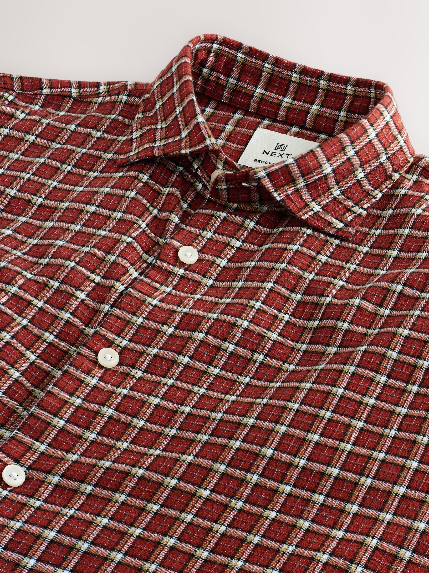 Buy Rust Orange Grid Check Brushed Flannel Shirt from Next USA