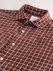 Rust Orange Grid Check Brushed Flannel Shirt - Image 7 of 8