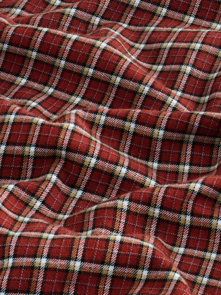 Rust Orange Grid Check Brushed Flannel Shirt - Image 8 of 8