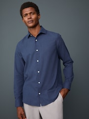 Navy Blue Regular Fit Long Sleeve Soft Touch Smart Shirt - Image 1 of 4