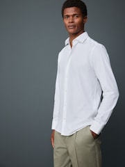 White Regular Fit Long Sleeve Soft Touch Smart Shirt - Image 1 of 5