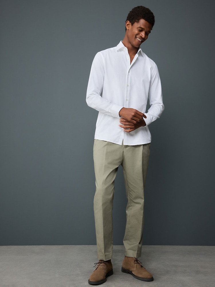 White Regular Fit Long Sleeve Soft Touch Smart Shirt - Image 2 of 5