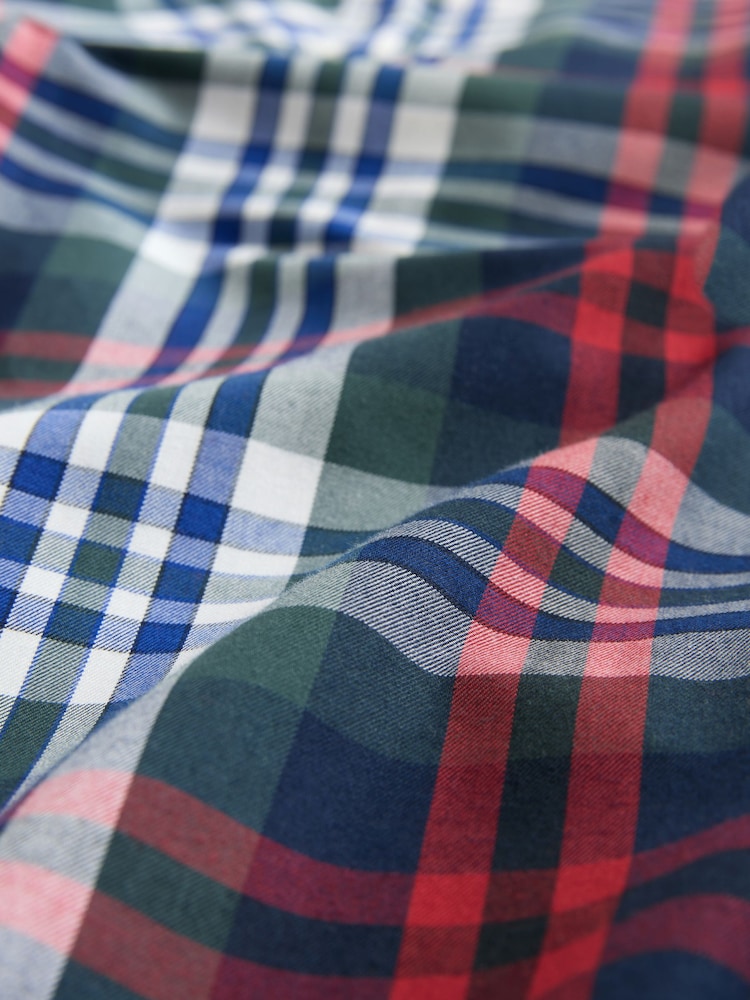 Red/Green Regular Fit Easy Iron Button Down Oxford Shirt - Image 2 of 3