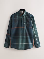 Navy/Ecru Tartan Regular Fit Easy Iron Button Down Oxford Shirt - Image 5 of 7