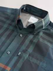 Navy/Ecru Tartan Regular Fit Easy Iron Button Down Oxford Shirt - Image 7 of 7