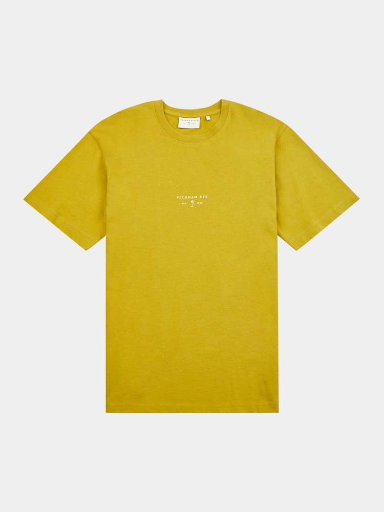 Желтый - Peckham Rye Mens Logo 100% Cotton T-Shirt - Image 1 of 3