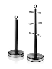Swan Black Towel Pole and 6 Cup Mug Tree Set - Image 1 of 9