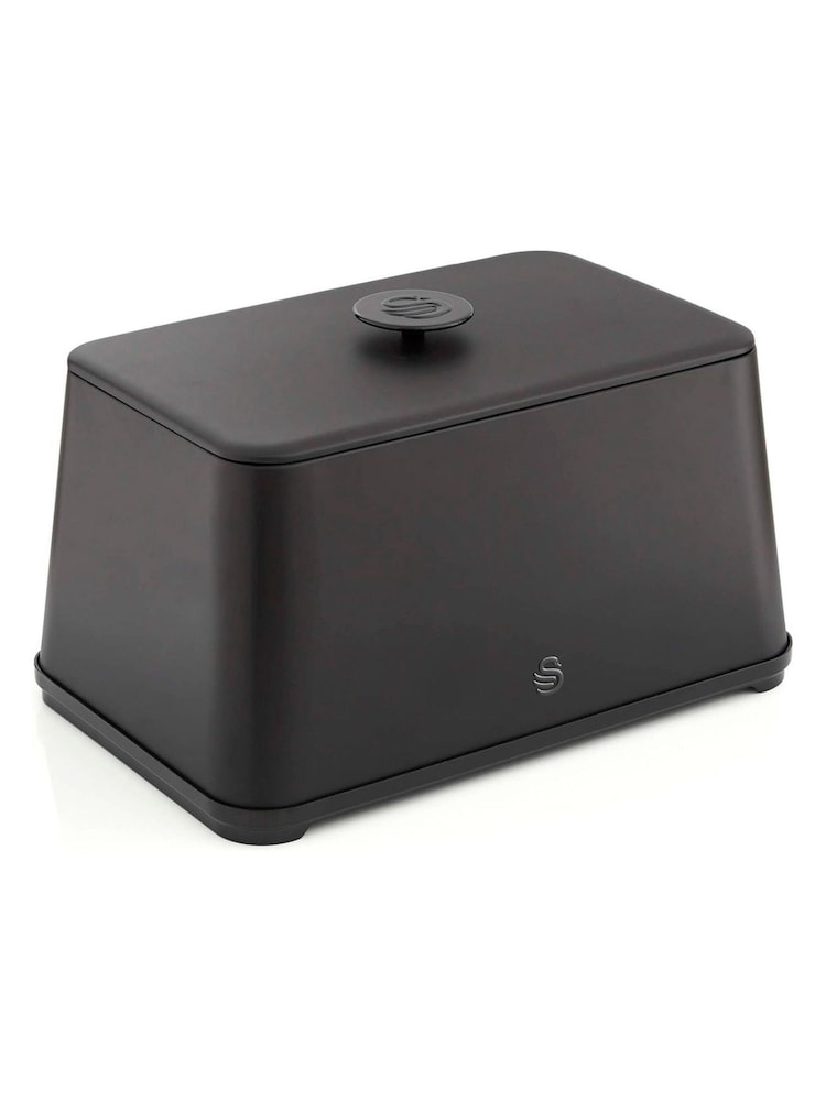 Swan Black Stealth Bread Bin with Simple Pull Lid - Image 1 of 9