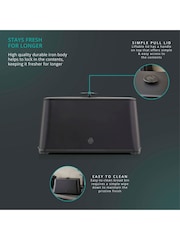 Swan Black Stealth Bread Bin with Simple Pull Lid - Image 6 of 9