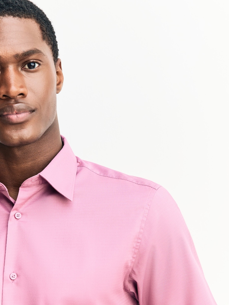slim fit dress slacks Hisdern Dark Pink Cloud Stretch Dress Shirt for Corporate Workwear S