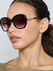 Dune London Black Oversized Georgia Glam Sunglasses - Image 1 of 3