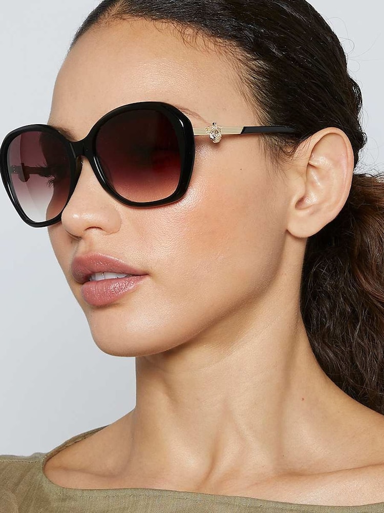 Dune London Black Oversized Georgia Glam Sunglasses - Image 1 of 3