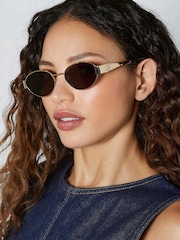 Dune London Gold Glee Fashion Oval Sunglasses - Image 1 of 4
