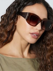 Dune London Brown Oversized Gleam Fashion Sunglasses - Image 1 of 4