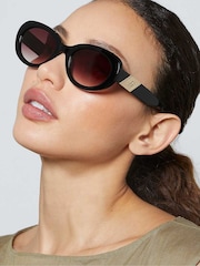Dune London Black Glee Fashion Oval Sunglasses - Image 1 of 4
