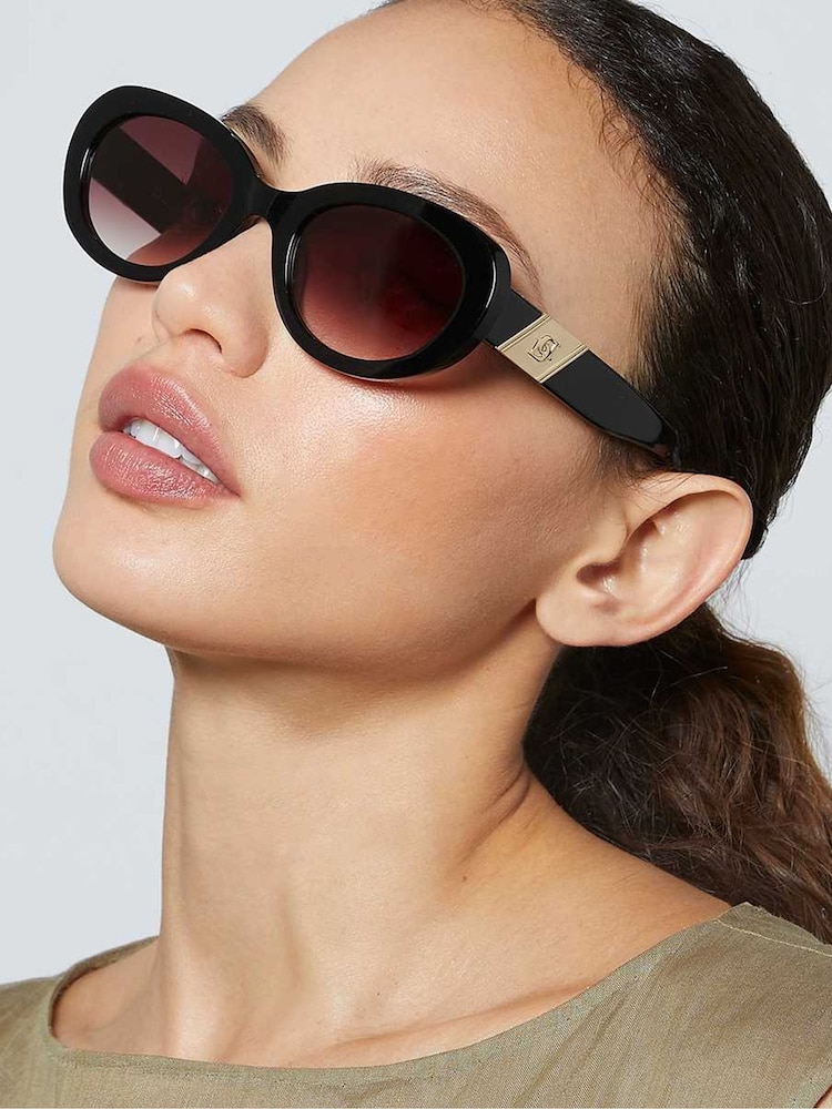 Dune London Black Glee Fashion Oval Sunglasses - Image 1 of 4