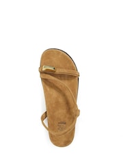 Dune London Cream Lyn Gold Nugget Toe Flat Sandals - Image 1 of 6