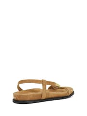 Dune London Cream Lyn Gold Nugget Toe Flat Sandals - Image 3 of 6