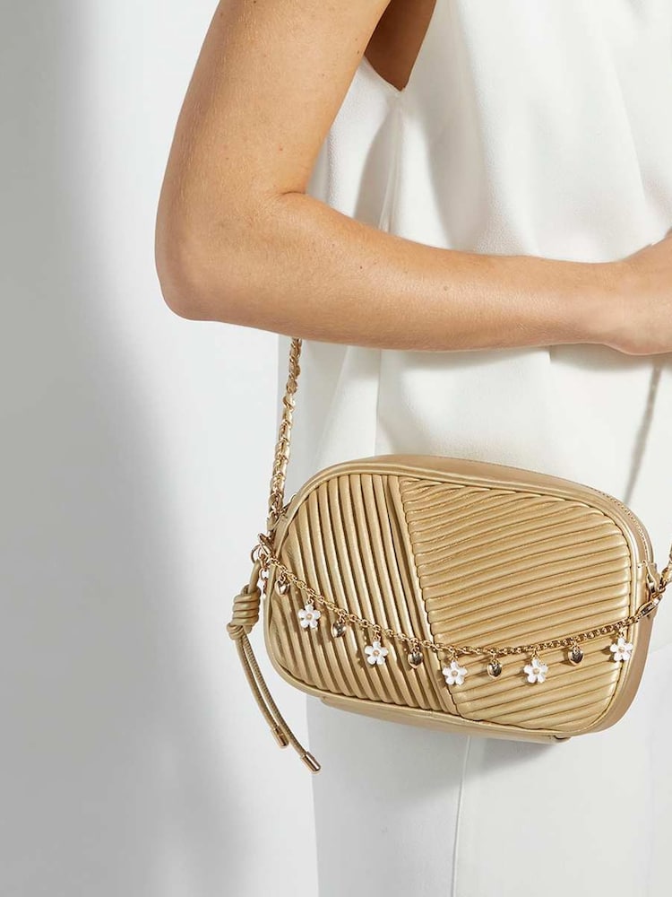 Dune London Gold Chancery Small Plisse Premium Cross-Body Bag - Image 5 of 5