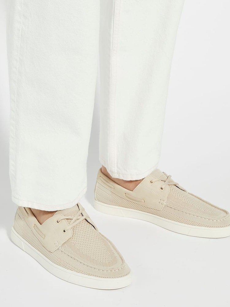Dune London Cream Blaizerss Knit Boat Shoes - Image 1 of 6