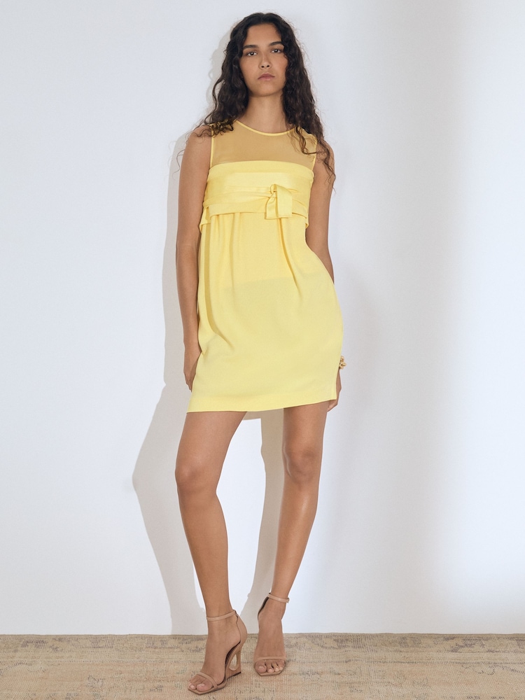 Reiss Lemon Liliana Atelier Ribbon-Tie Corset Shift Dress - Image 1 of 6