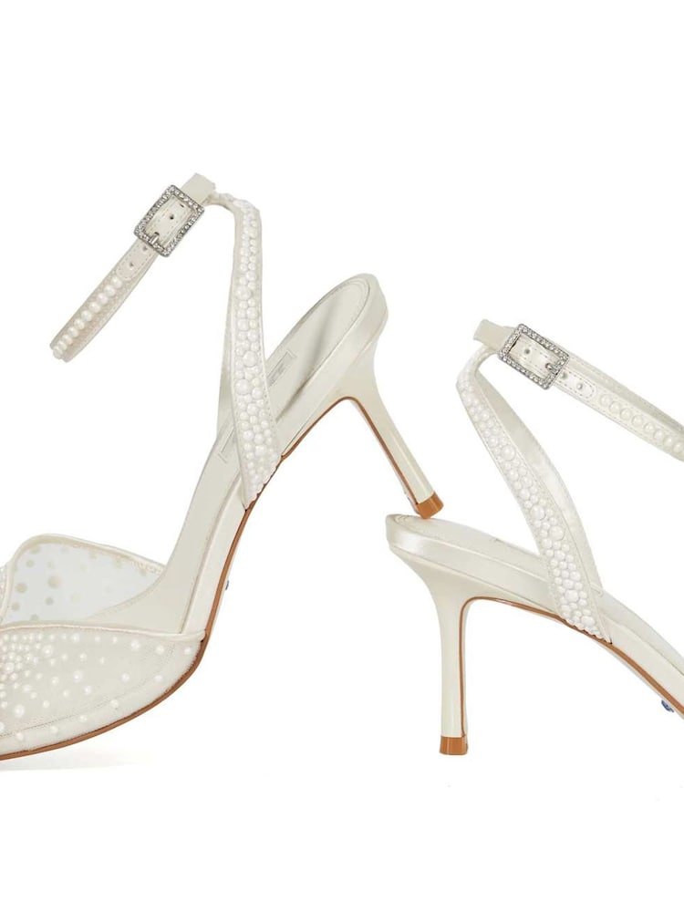 Dune London White Musing Bridal Pearl Mesh Heels - Image 2 of 5