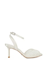 Dune London White Musing Bridal Pearl Mesh Heels - Image 4 of 5