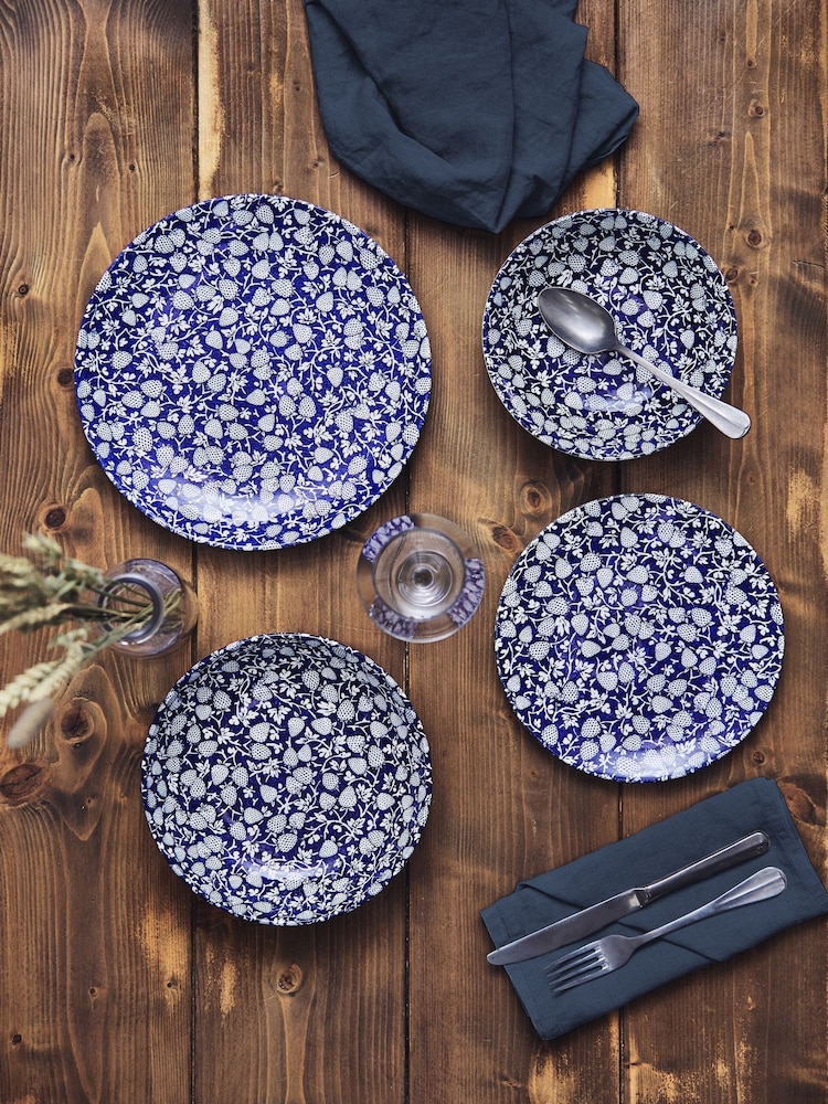 Wade Set of 4 Blue Eton Side Plates with Strawberry Design - Image 1 of 10
