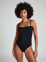 Hunkemöller Shaping Bandeau Scallop Black Swimsuit - Image 1 of 5