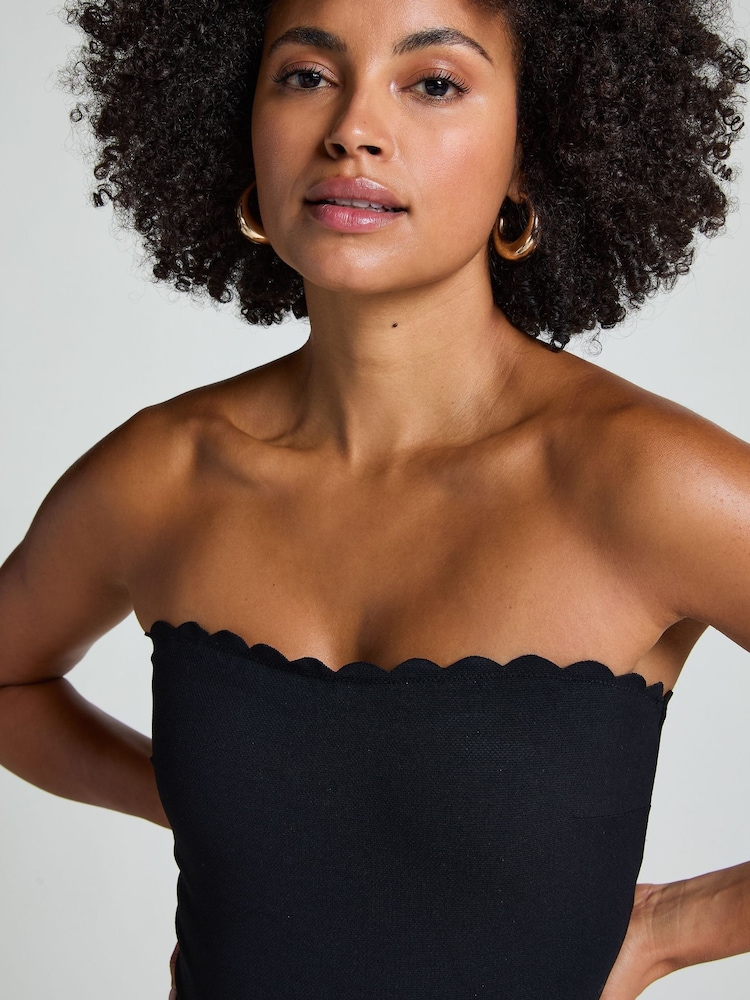Hunkemöller Shaping Bandeau Scallop Black Swimsuit - Image 2 of 5 Hunkemöller Shaping Bandeau Scallop Black Swimsuit - Image 2 of 5