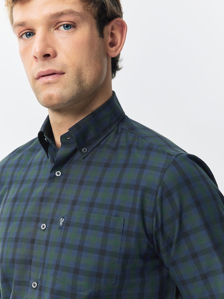 90s-00'S LL Bean Blackwatch Check Long Sleeve Button-Down Flannel Check Shirt, Men's Size L cotton Green type dark green Vintage Second Hand