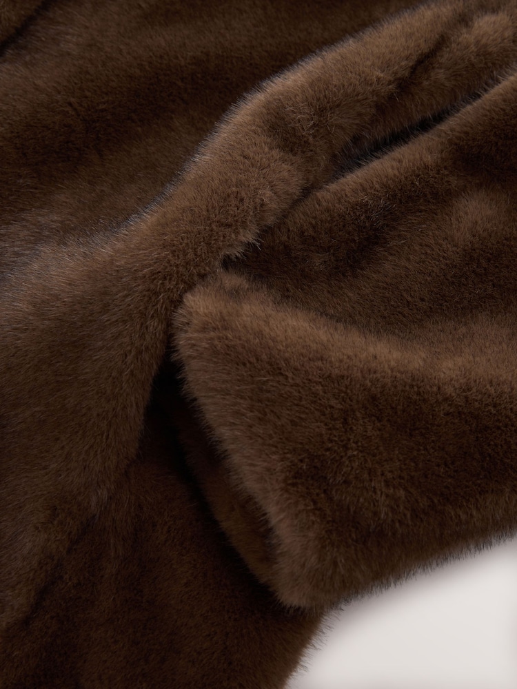 Chocolate Brown Tabitha Simmons Premium Long Faux Fur Coat - Image 2 of 3