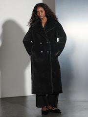 Black Faux Fur Maxi Coat - Image 2 of 8