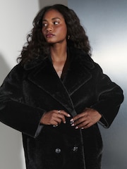 Black Faux Fur Maxi Coat - Image 4 of 8