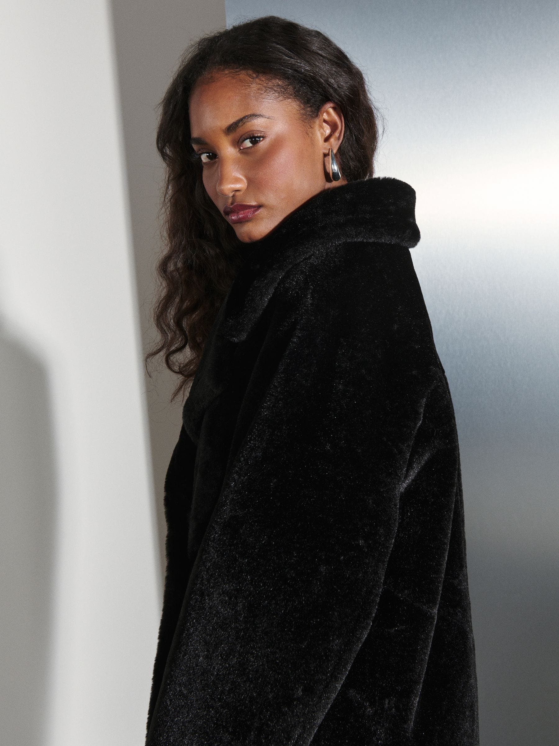 Buy Black Faux Fur Maxi Coat from Next USA