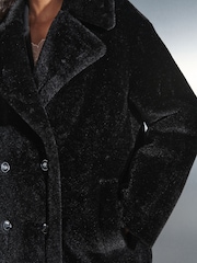 Black Faux Fur Maxi Coat - Image 6 of 8