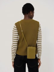 Jigsaw Green Leather Cross-Body Phone Bag - Image 6 of 8
