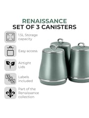 Tower Set of 3 Forest Green Renaissance Storage Canisters - Image 2 of 11