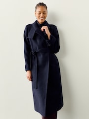 Navy Formal Funnel Neck Coat - Image 1 of 11