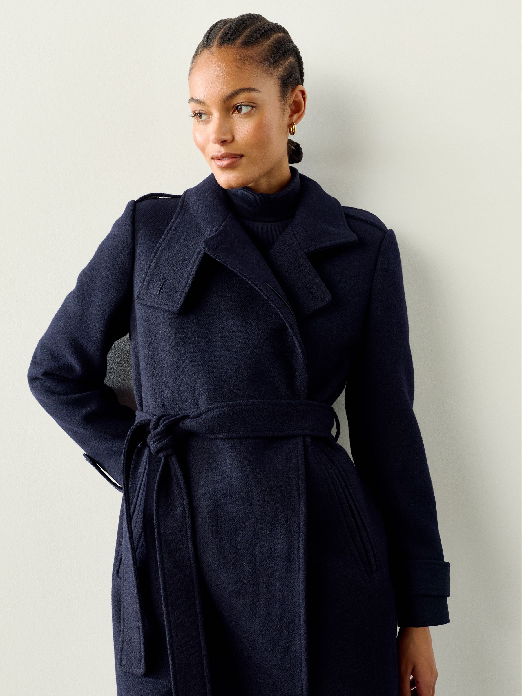 Buy Navy Blue Formal Funnel Neck Coat from the Next UK online shop